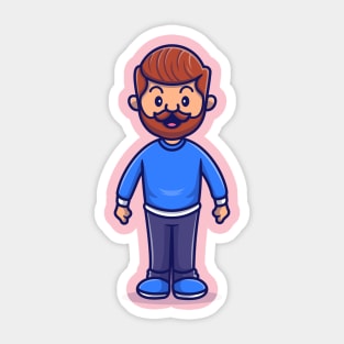 Cute Beard Man Cartoon Sticker